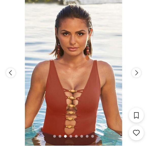 Bleu by Rod Beattie Kore Lace Down Mio One-Piece Swimsuit Sienna Size 14 NWT - Picture 3 of 13